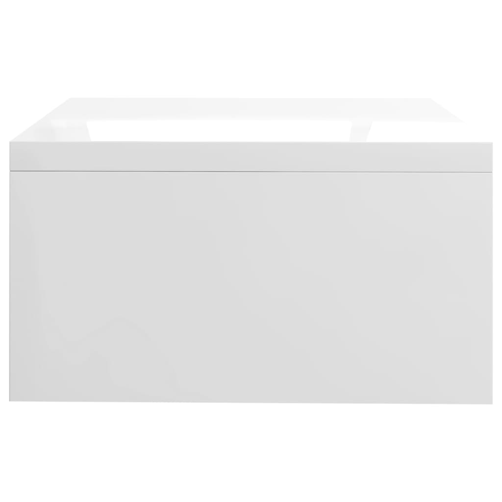 Magasfényű fehér forgácslap monitorállvány 42 x 24 x 13 cm 
