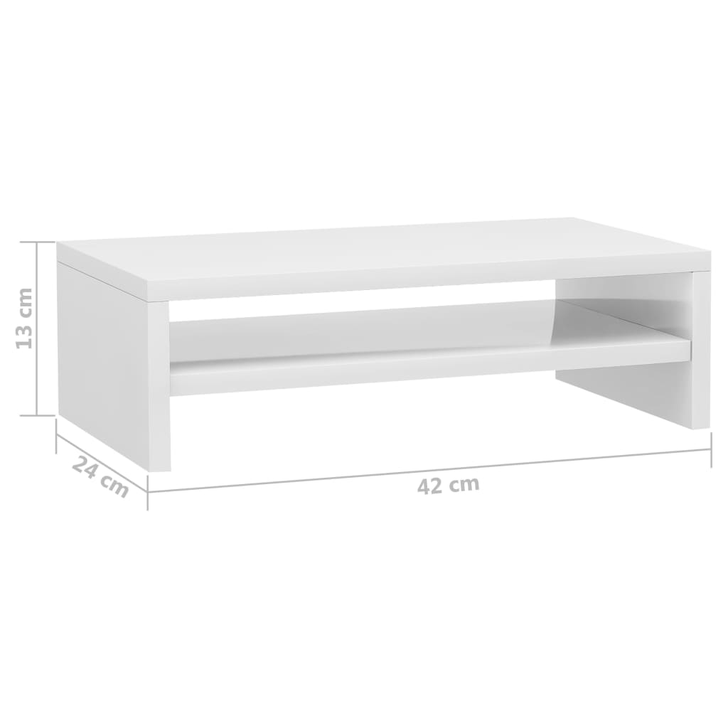 Suport monitor, alb foarte lucios, 42 x 24 x 13 cm, PAL