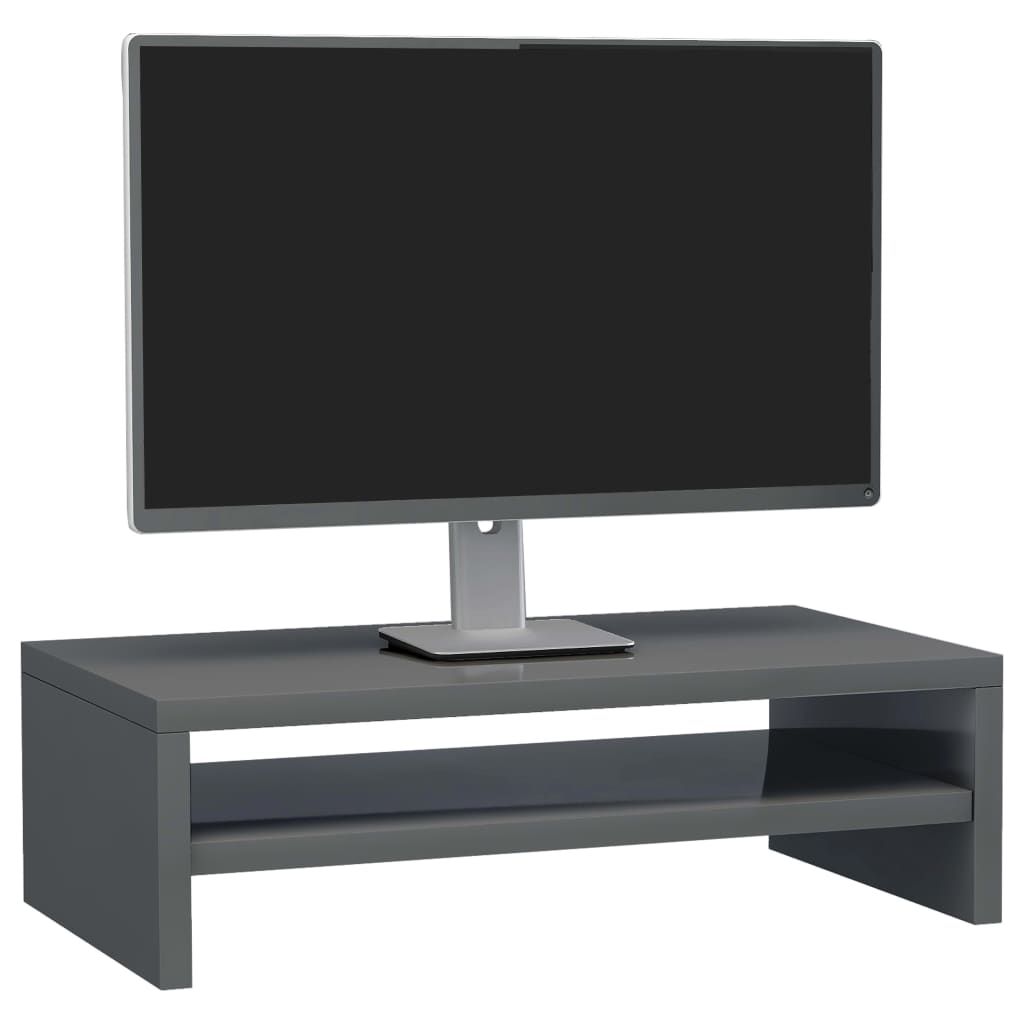 vidaXL Support de moniteur Gris brillant 42 x 24 x 13 cm Aggloméré