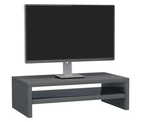 vidaXL Support de moniteur Gris brillant 42 x 24 x 13 cm Aggloméré