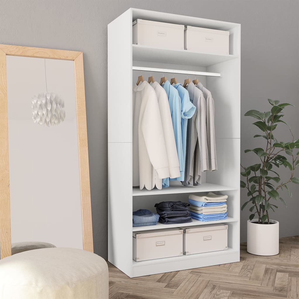 Kleiderschrank mit Schubladen Hochglanz-Weiß 50×50×200 cm
