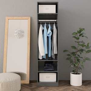 800242 vidaXL Wardrobe High Gloss Grey 50x50x200 cm Chipboard
