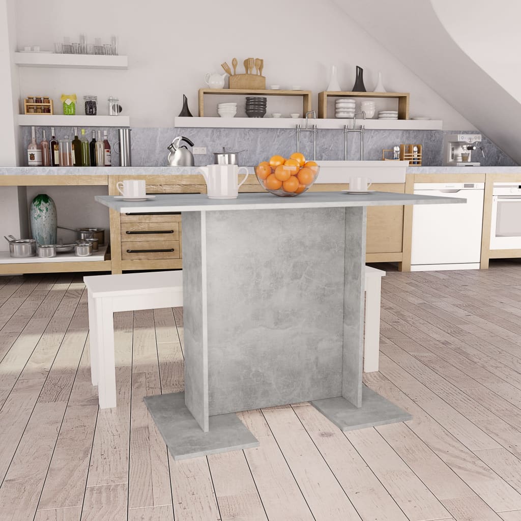 vidaXL Masă de bucătărie, gri beton, 110x60x75 cm, PAL vidaxl.ro