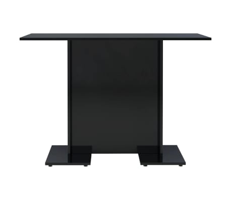 vidaXL virtuves galds, 110x60x75 cm, spīdīgi melns, skaidu plāksne