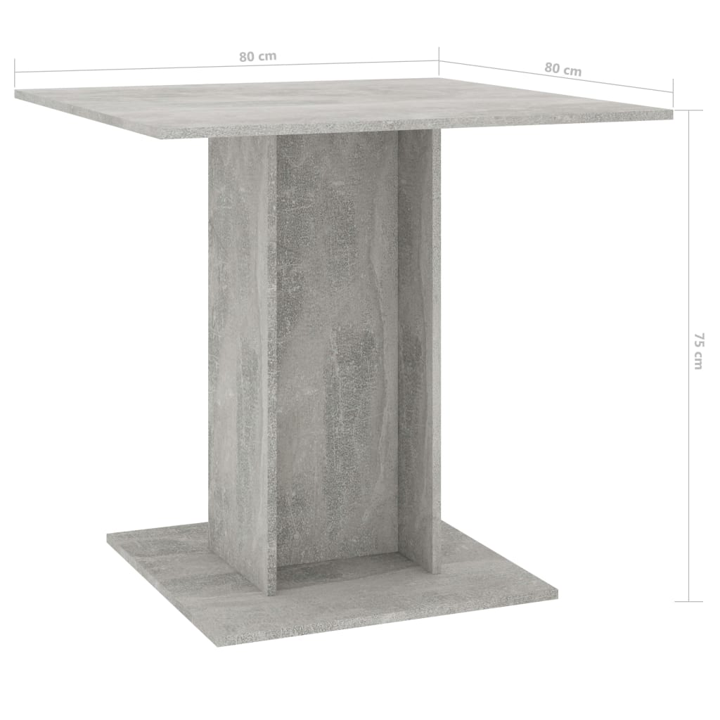 Betonszürke forgácslap étkezőasztal 80 x 80 x 75 cm 