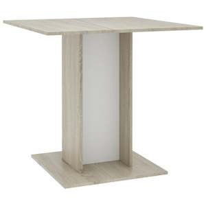 vidaXL s&ouml;&ouml;gilaud, valge ja Sonoma tamm 80 x 80 x 75 cm puitlaastplaat