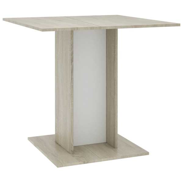 vidaXL s&ouml;&ouml;gilaud, valge ja Sonoma tamm 80 x 80 x 75 cm puitlaastplaat