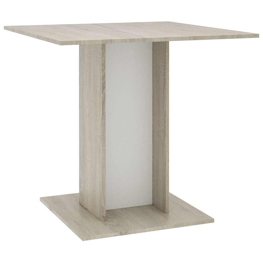 

vidaXL Dining Table White and Sonoma Oak 31.5"x31.5"x29.5" Chipboard