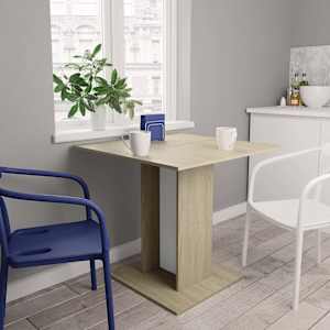 vidaXL s&ouml;&ouml;gilaud, valge ja Sonoma tamm 80 x 80 x 75 cm puitlaastplaat