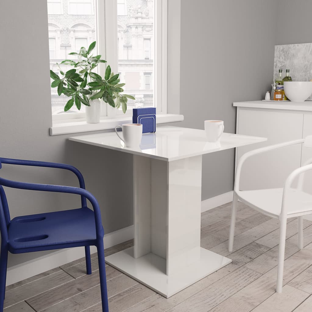 vidaXL Spisebord høyglans hvit 80x80x75 cm konstruert tre - Møbler > Bord > Spisebord