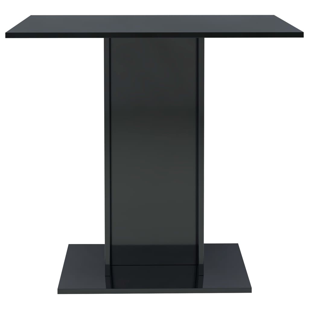 vidaXL Dining Table High Gloss Black 80x80x75 cm Engineered Wood