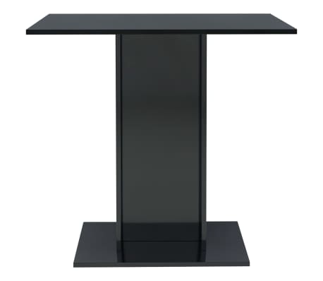 vidaXL Mesa de jantar 80x80x75 cm contraplacado preto brilhante