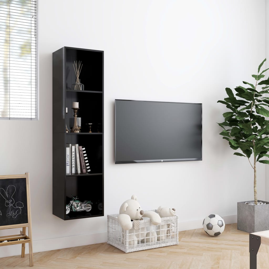 Thumbnail - vidaXL Bücherregal/TV-Schrank Schwarz 143×30×36 cm