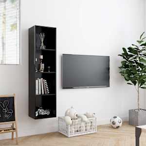 vidaXL B&uuml;cherregal/TV-Schrank Schwarz 143&times;30&times;36 cm