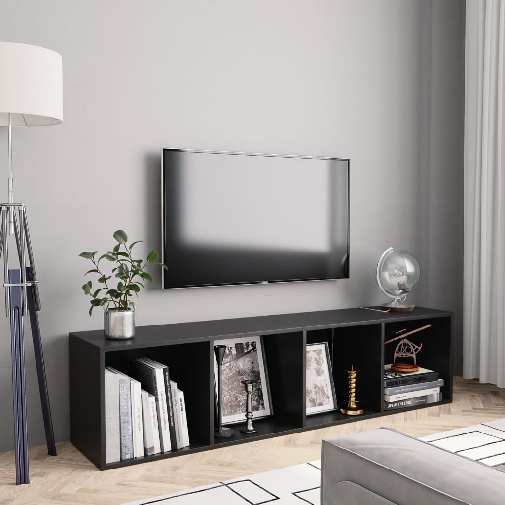 vidaXL Bücherregal/TV-Schrank Schwarz 143×30×36 cm
