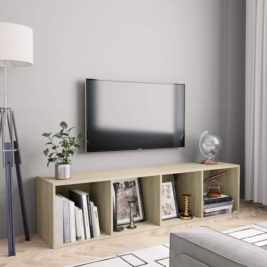 vidaXL Rega� na ksi��ki/szafka TV, kolor d�b sonoma, 143x30x36 cm