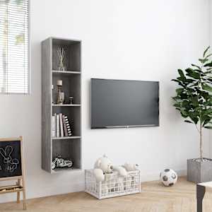Knihovna/TV skříňka betonově šedá 143x30x36 cm - obrázek 3