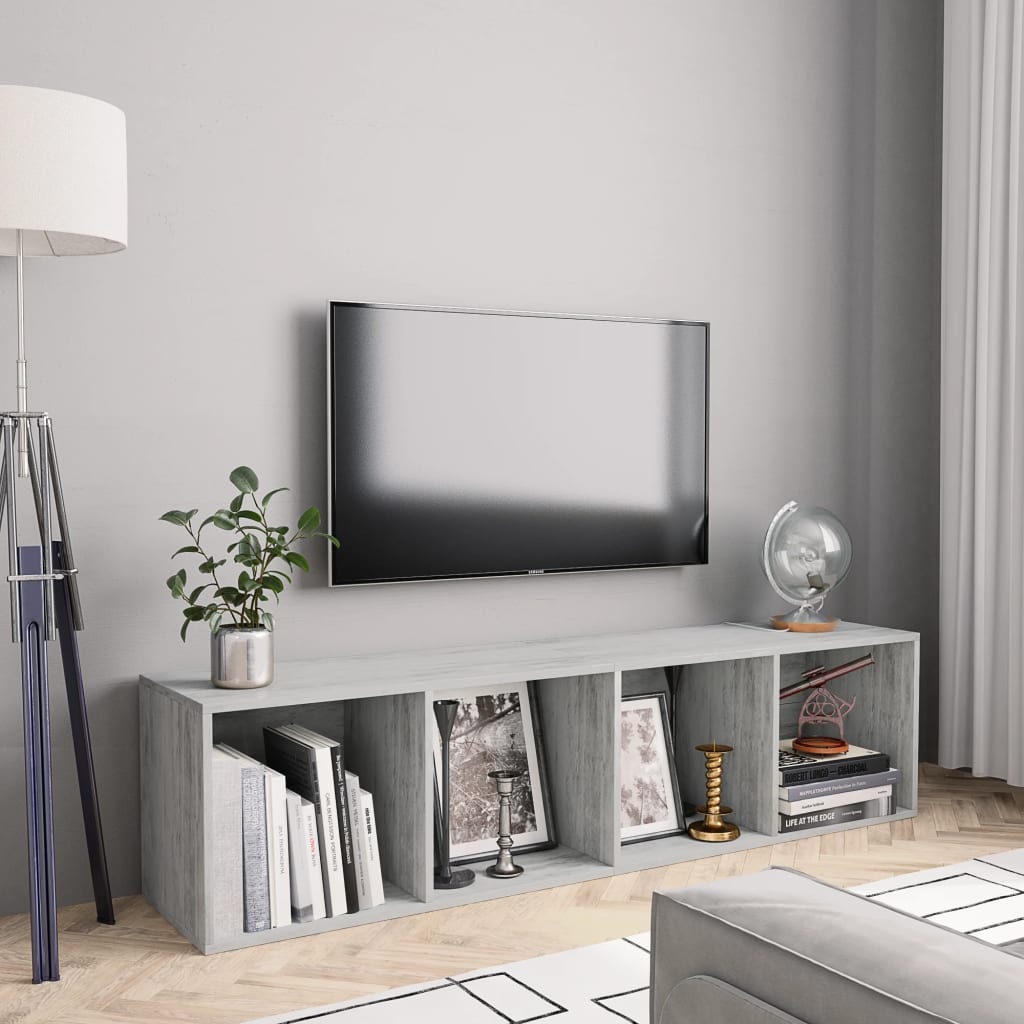 vidaXL Rega� na ksi��ki/szafka TV, betonowy szary, 143x30x36 cm