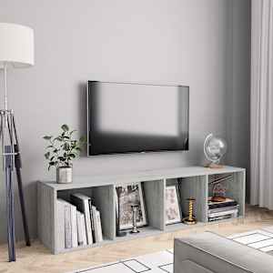 Knihovna/TV skříňka betonově šedá 143x30x36 cm - obrázek 1
