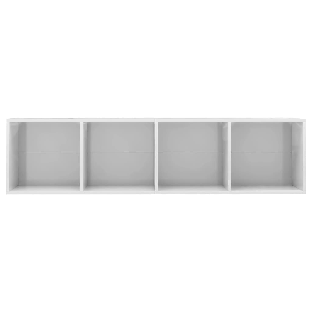 Magasfényű fehér könyv-/TV-szekrény 143 x 30 x 36 cm 