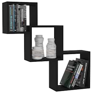 vidaXL Квадратни стенни рафтове, черни, 68x15x68 см, инженерно дърво