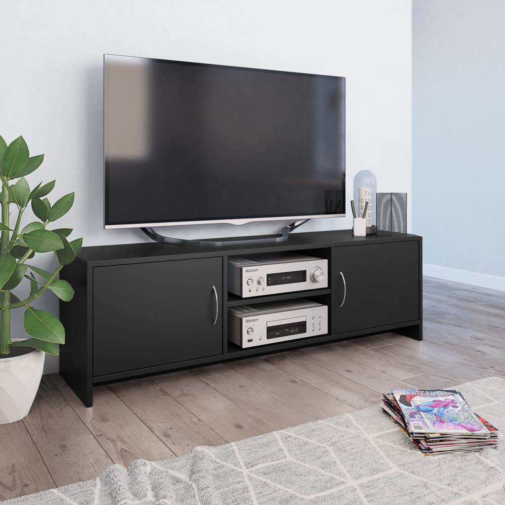 Meuble TV Noir 120 x 30 x 37,5 cm Aggloméré | meublestv.fr 2