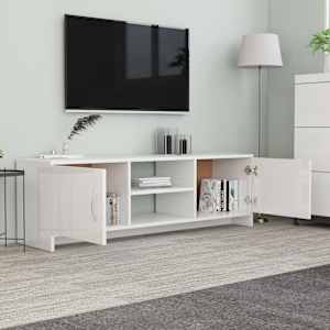 vidaXL Televiz. spintelė, baltos sp., 120x30x37,5cm, MDP, lab. blizgi