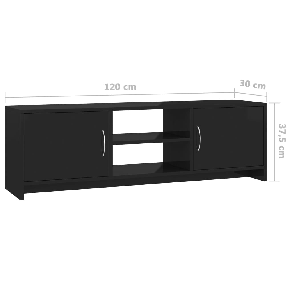 Meuble TV Noir brillant 120 x 30 x 37,5 cm Aggloméré | meublestv.fr 10