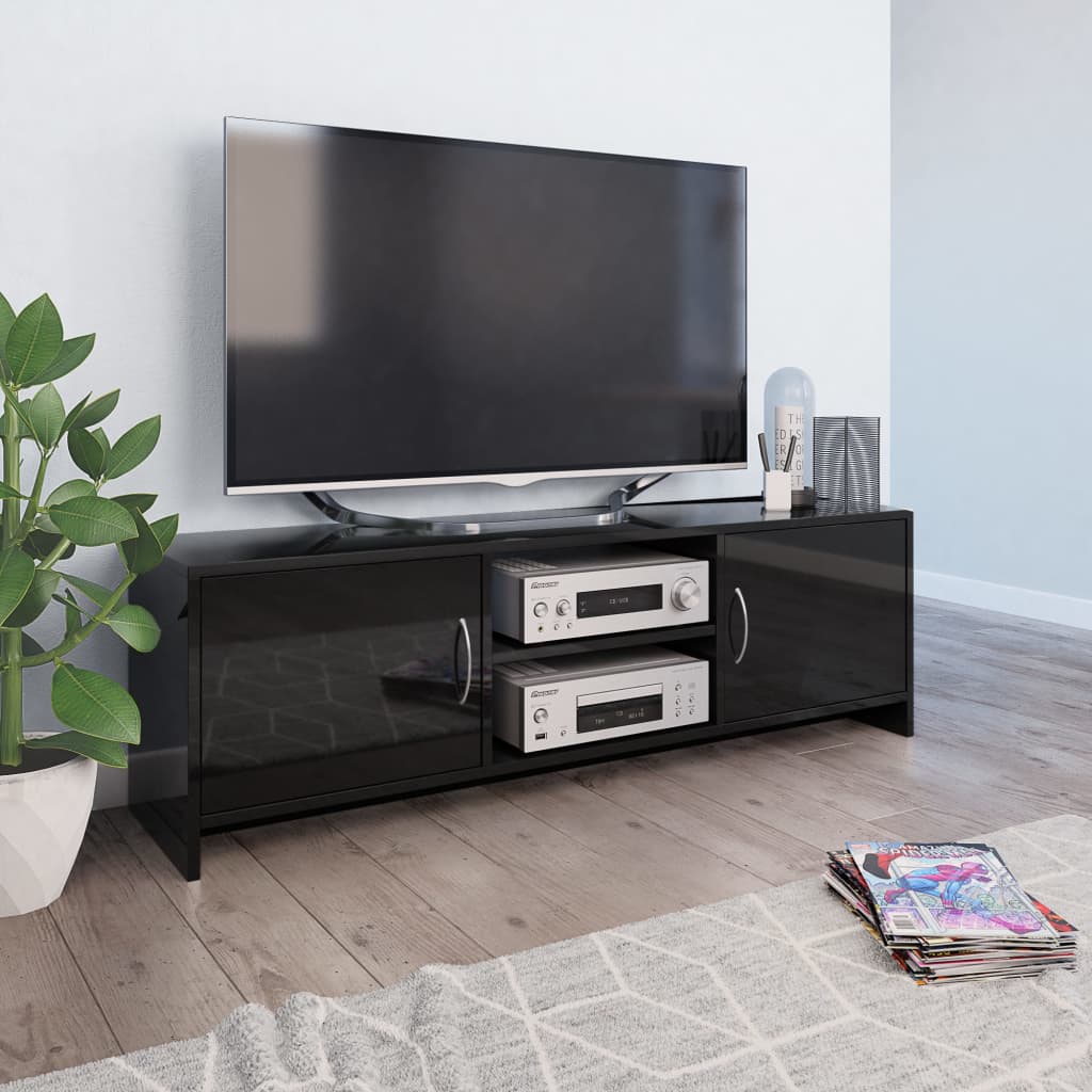 vidaXL TV-taso korkeakiilto musta 120x30x37,5 cm lastulevy