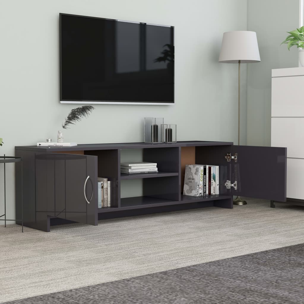 vidaXL TV Cabinet High Gloss Grey 120x30x37.5 cm Engineered Wood