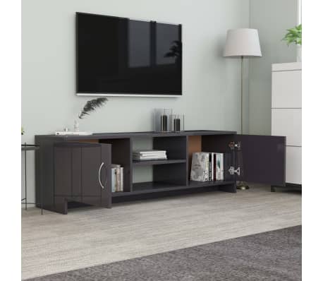 vidaXL TV Cabinet High Gloss Grey 120x30x37.5 cm Engineered Wood