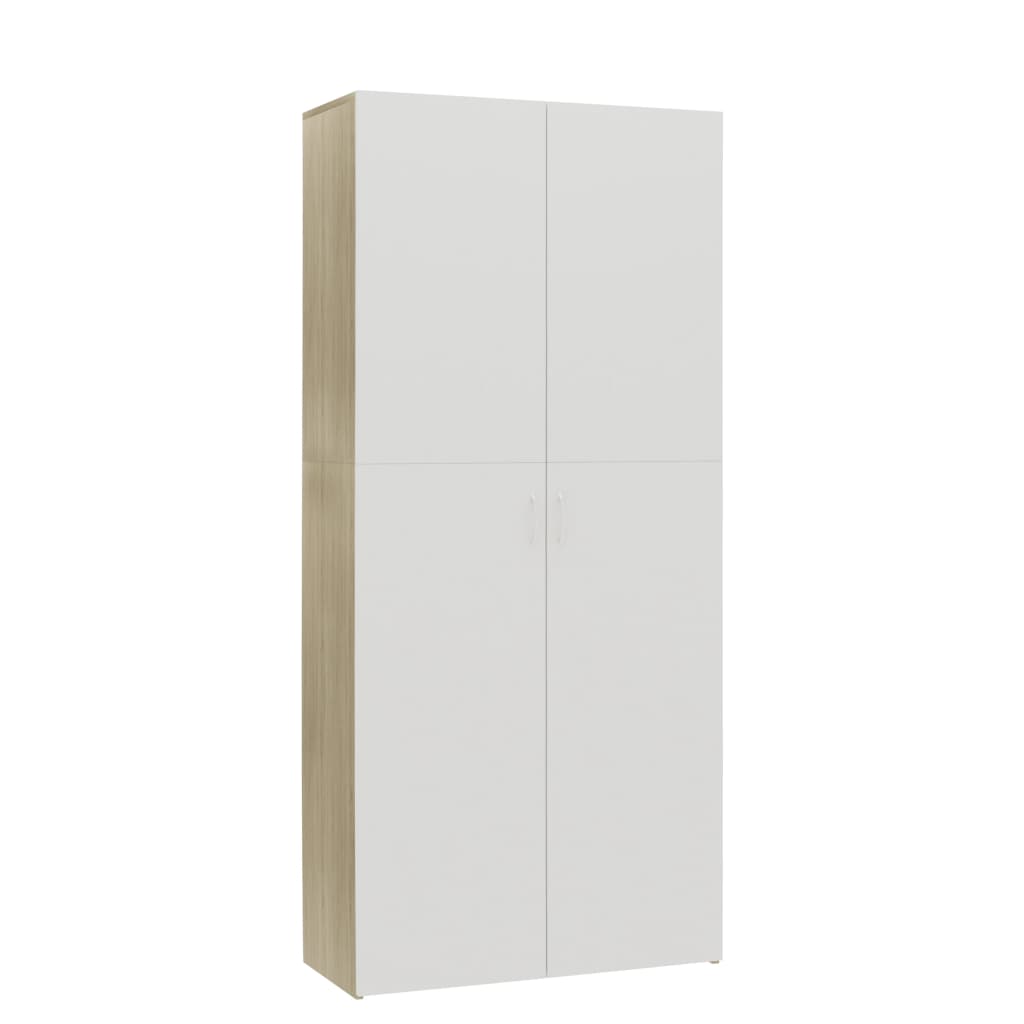 

vidaXL Shoe Cabinet White and Sonoma Oak 31.5"x14"x70.9" Engineered Wood