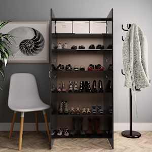 vidaXL Skoskap høyglans svart 80x35,5x180 cm sponplate