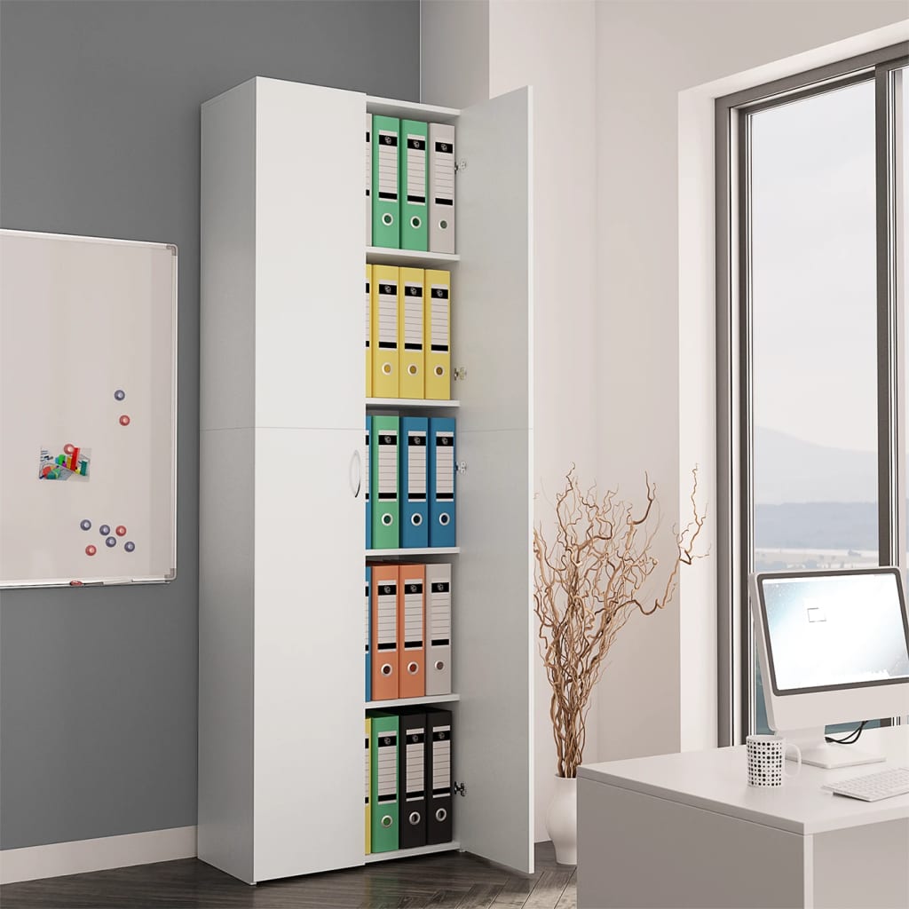 800297 Office Cabinet White 60x32x190 cm Chipboard 