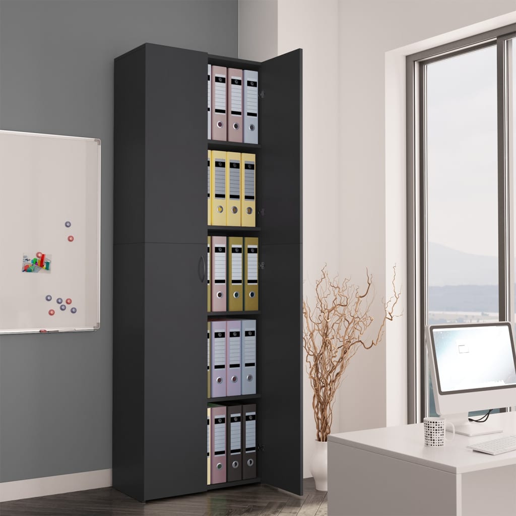 800299 Office Cabinet Grey 60x32x190 cm Chipboard 