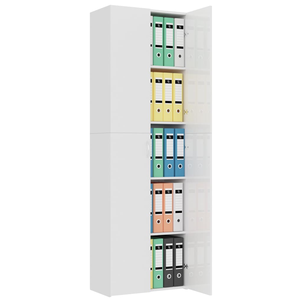 800303 Office Cabinet High Gloss White 60x32x190 cm Chipboard 