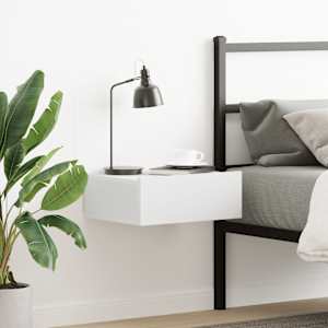 Stenska nočna omarica bela 40x30x15 cm iverna plošča