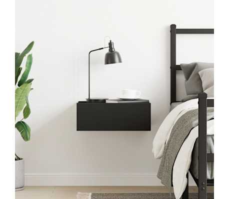 vidaXL Table de chevet flottante noir 40x30x15 cm Bois d'ing&eacute;nierie