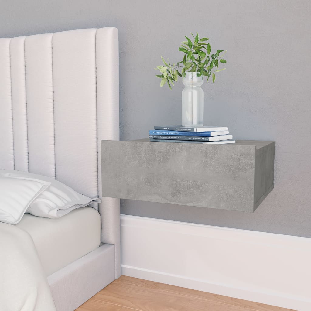 vidaXL svævende natbord 40 x 30 x 15 cm spånplade betongrå