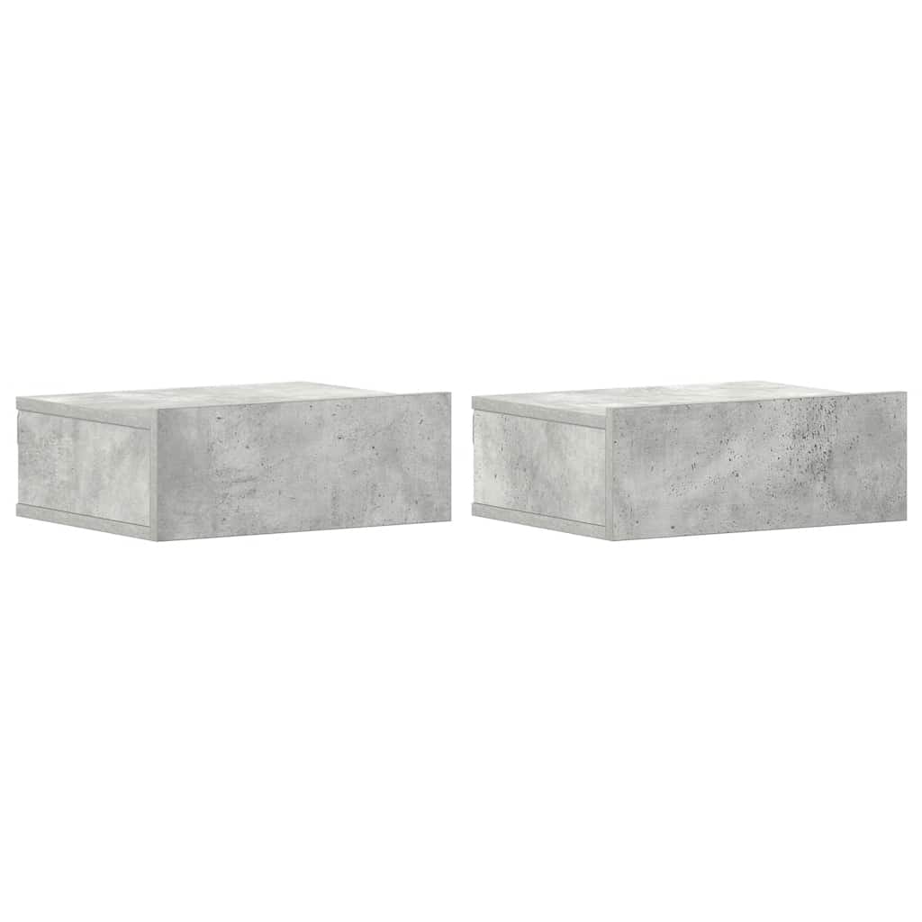 vidaXL Plovoucí noční stolky 2 ks betonově šedé 40x30x15 cm kompozit