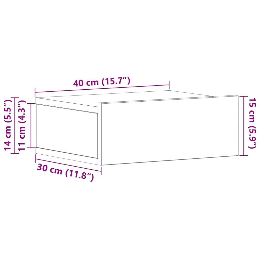 Plovoucí noční stolky 2 ks betonově šedé 40x30x15 cm kompozit - obrázek 15