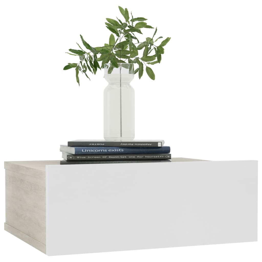 vidaXL Mesa de cabeceira suspensa 40x30x15cm branco e carvalho sonoma