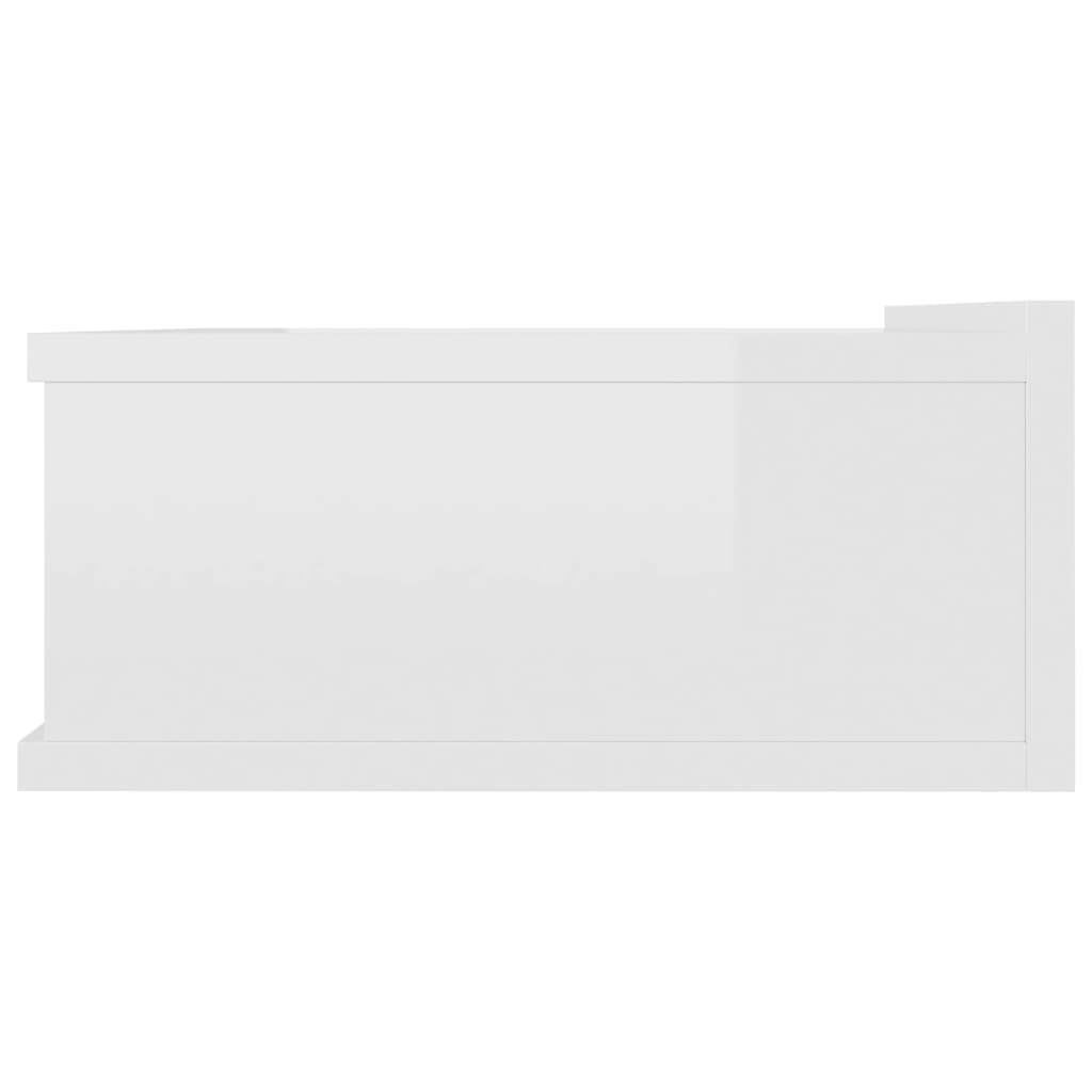 Magasfényű fehér forgácslap úszó éjjeliszekrény 40x30x15 cm 