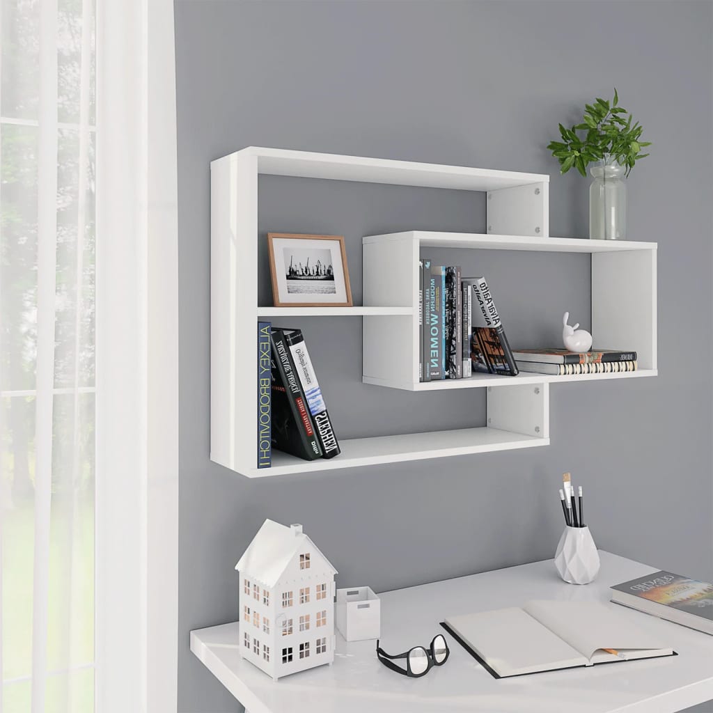 vidaXL Rafturi de perete, alb, 104x20x58,5 cm, lemn prelucrat
