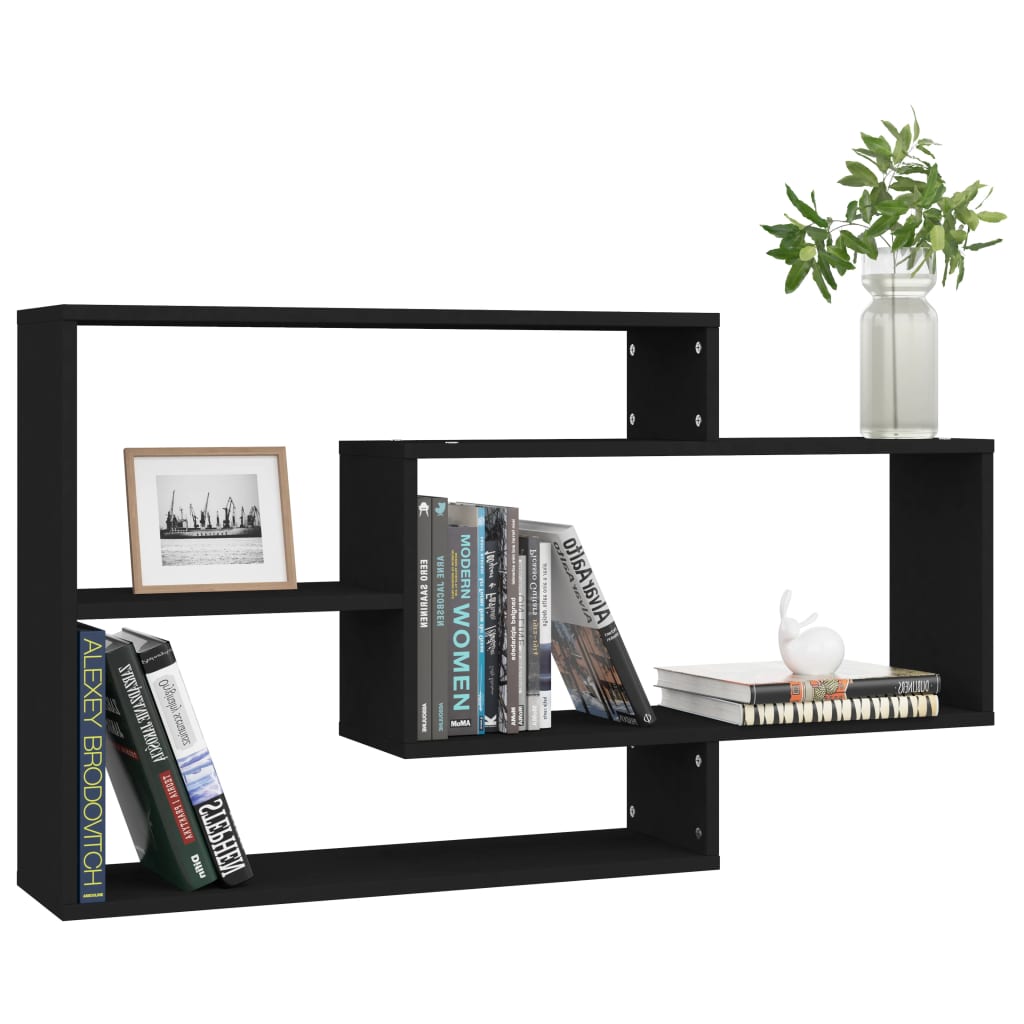 

vidaXL Wandschappen 104x20x58,5 cm bewerkt hout zwart