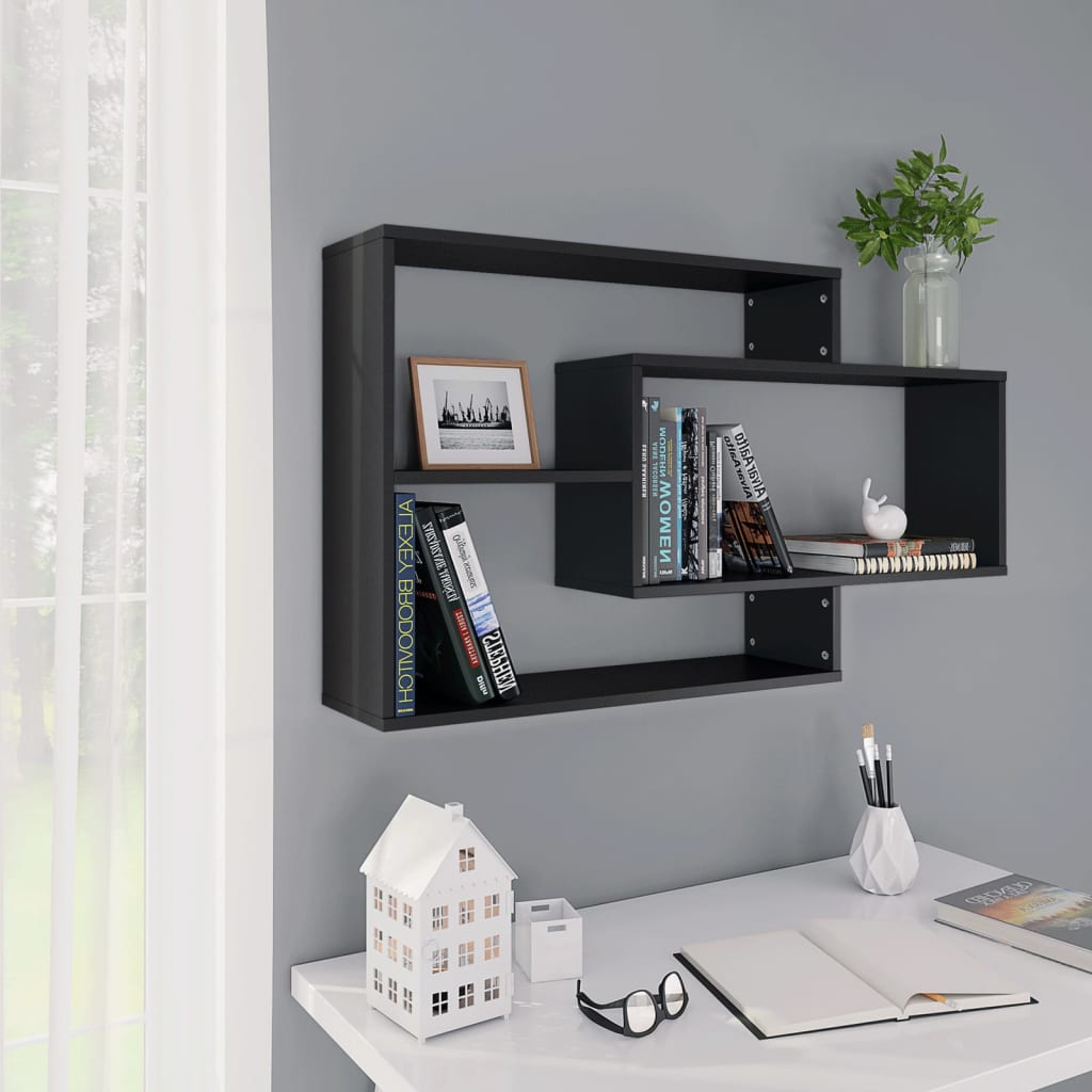 800325 Wall Shelves Black 104x20x58,5 cm Chipboard