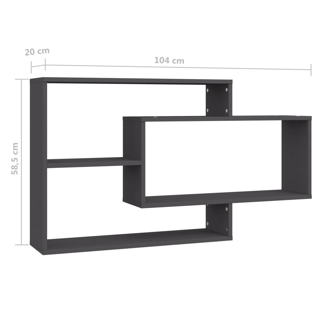 800326 Wall Shelves Grey 104x20x58,5 cm Chipboard 