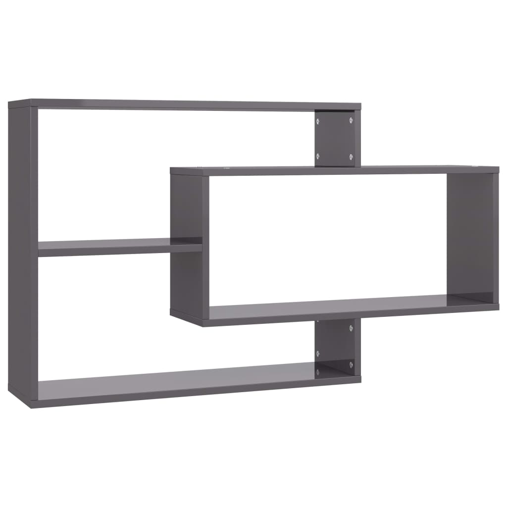 800332 Wall Shelves High Gloss Grey 104x20x58,5 cm Chipboard