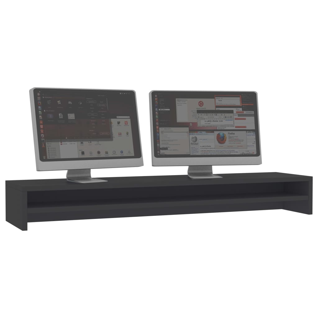 vidaXL Soporte de mesa para pantalla contrachapada gris 100x24x13 cm