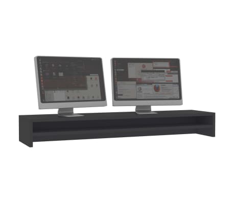vidaXL Soporte de mesa para pantalla contrachapada gris 100x24x13 cm